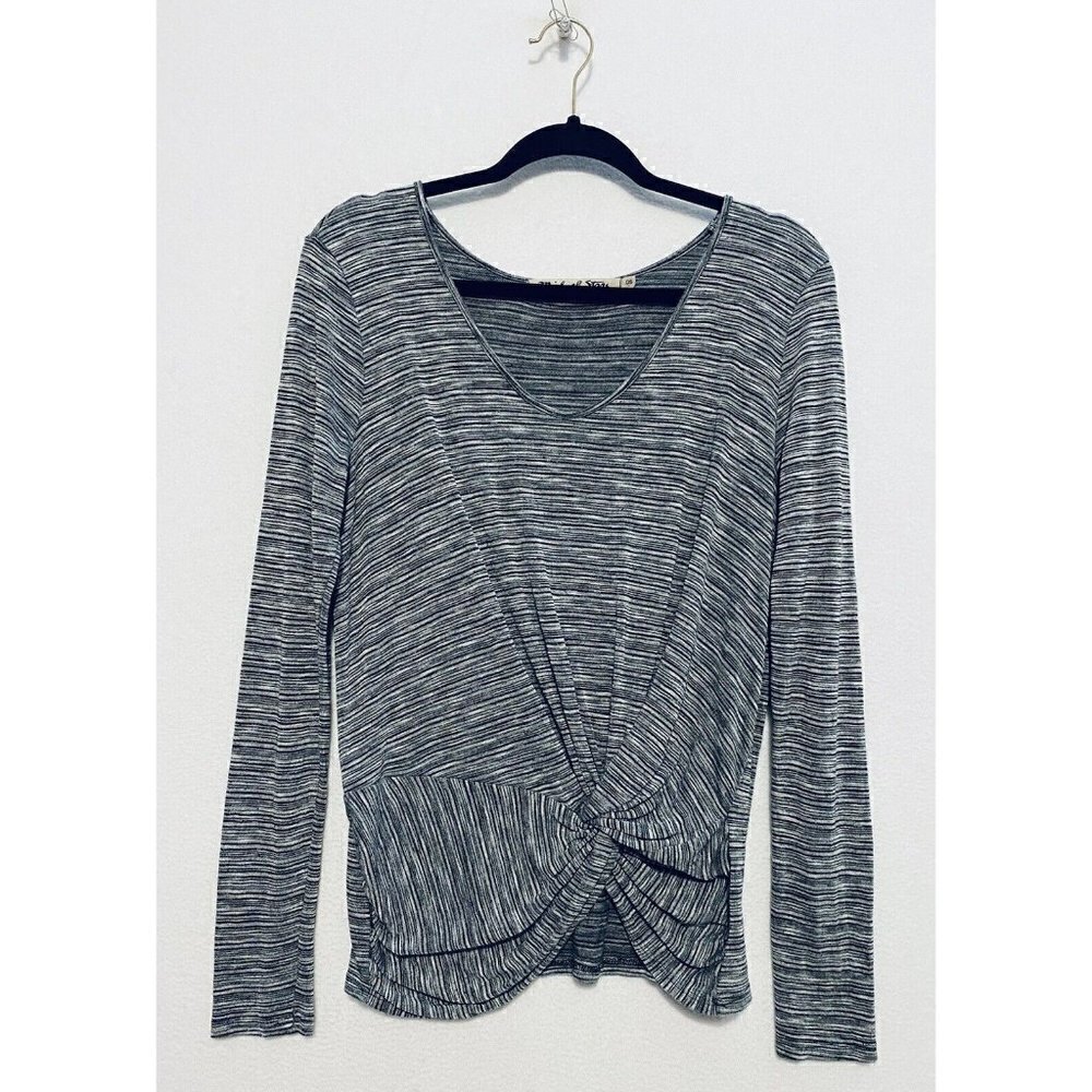 Michael Stars Top Womens One Size Black Space Dye Twist Hem Long Sleeve Boho